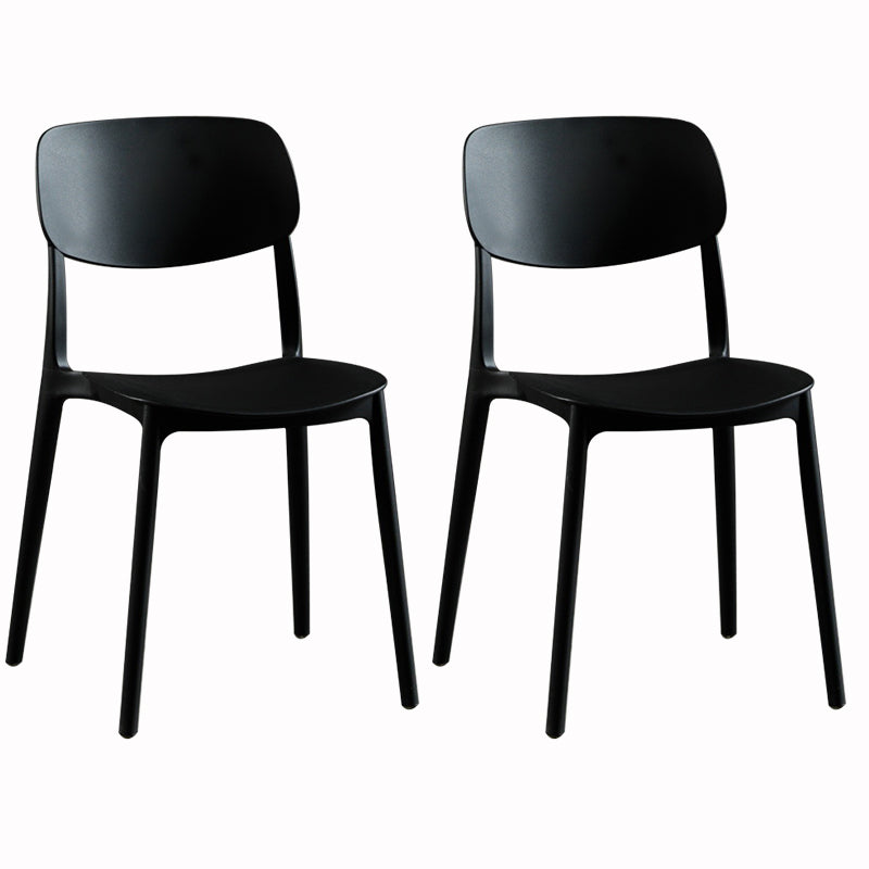 Modern Dining and Accent Chairs Indoor-Outdoor Plastic Open Back Armless Chair Black 2 Piece Set Clearhalo ' kitchen&dining_furn' 'Dining Chairs' 'Dining Tables & Seating' 'dining_chair' 'furn' 'furn_dining_chair' 'Furniture' 'furniture_dining_chair' 'Kitchen & Dining Furniture' 'kitchen' 4557307