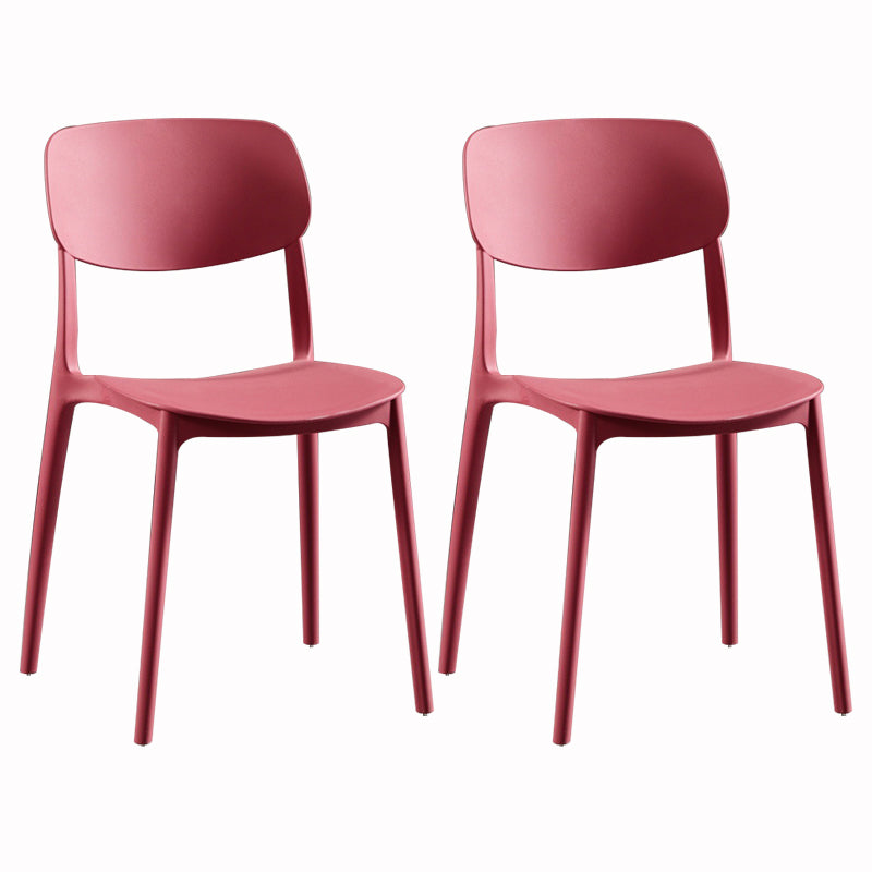 Modern Dining and Accent Chairs Indoor-Outdoor Plastic Open Back Armless Chair Red 2 Piece Set Clearhalo ' kitchen&dining_furn' 'Dining Chairs' 'Dining Tables & Seating' 'dining_chair' 'furn' 'furn_dining_chair' 'Furniture' 'furniture_dining_chair' 'Kitchen & Dining Furniture' 'kitchen' 4557310