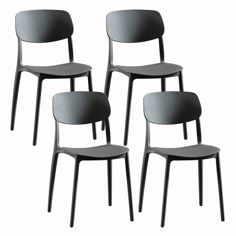 Modern Dining and Accent Chairs Indoor-Outdoor Plastic Open Back Armless Chair Grey 4 Piece Set Clearhalo ' kitchen&dining_furn' 'Dining Chairs' 'Dining Tables & Seating' 'dining_chair' 'furn' 'furn_dining_chair' 'Furniture' 'furniture_dining_chair' 'Kitchen & Dining Furniture' 'kitchen' 4557314