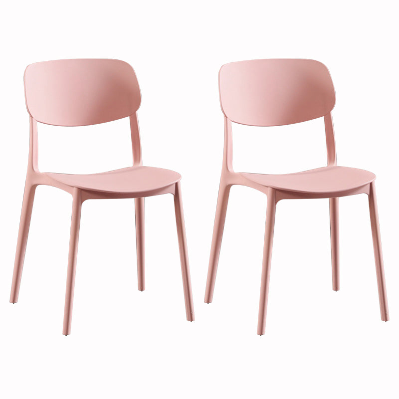 Modern Dining and Accent Chairs Indoor-Outdoor Plastic Open Back Armless Chair Pink 2 Piece Set Clearhalo ' kitchen&dining_furn' 'Dining Chairs' 'Dining Tables & Seating' 'dining_chair' 'furn' 'furn_dining_chair' 'Furniture' 'furniture_dining_chair' 'Kitchen & Dining Furniture' 'kitchen' 4557316