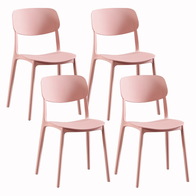 Modern Dining and Accent Chairs Indoor-Outdoor Plastic Open Back Armless Chair Pink 4 Piece Set Clearhalo ' kitchen&dining_furn' 'Dining Chairs' 'Dining Tables & Seating' 'dining_chair' 'furn' 'furn_dining_chair' 'Furniture' 'furniture_dining_chair' 'Kitchen & Dining Furniture' 'kitchen' 4557317