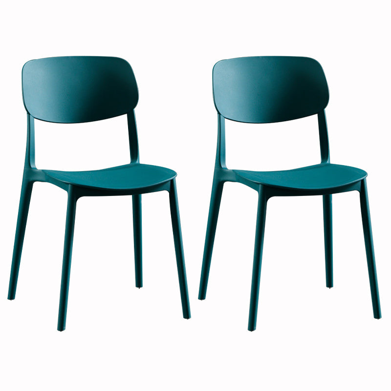 Modern Dining and Accent Chairs Indoor-Outdoor Plastic Open Back Armless Chair Peacock Blue 2 Piece Set Clearhalo ' kitchen&dining_furn' 'Dining Chairs' 'Dining Tables & Seating' 'dining_chair' 'furn' 'furn_dining_chair' 'Furniture' 'furniture_dining_chair' 'Kitchen & Dining Furniture' 'kitchen' 4557319