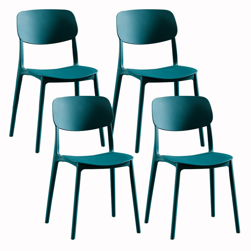 Modern Dining and Accent Chairs Indoor-Outdoor Plastic Open Back Armless Chair Peacock Blue 4 Piece Set Clearhalo ' kitchen&dining_furn' 'Dining Chairs' 'Dining Tables & Seating' 'dining_chair' 'furn' 'furn_dining_chair' 'Furniture' 'furniture_dining_chair' 'Kitchen & Dining Furniture' 'kitchen' 4557320