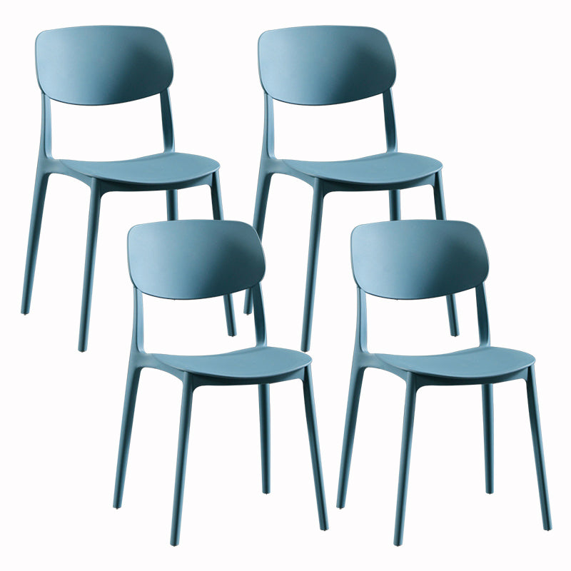 Modern Dining and Accent Chairs Indoor-Outdoor Plastic Open Back Armless Chair Blue 4 Piece Set Clearhalo ' kitchen&dining_furn' 'Dining Chairs' 'Dining Tables & Seating' 'dining_chair' 'furn' 'furn_dining_chair' 'Furniture' 'furniture_dining_chair' 'Kitchen & Dining Furniture' 'kitchen' 4557323