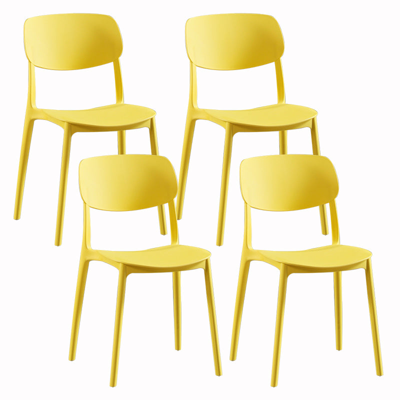 Modern Dining and Accent Chairs Indoor-Outdoor Plastic Open Back Armless Chair Yellow 4 Piece Set Clearhalo ' kitchen&dining_furn' 'Dining Chairs' 'Dining Tables & Seating' 'dining_chair' 'furn' 'furn_dining_chair' 'Furniture' 'furniture_dining_chair' 'Kitchen & Dining Furniture' 'kitchen' 4557326