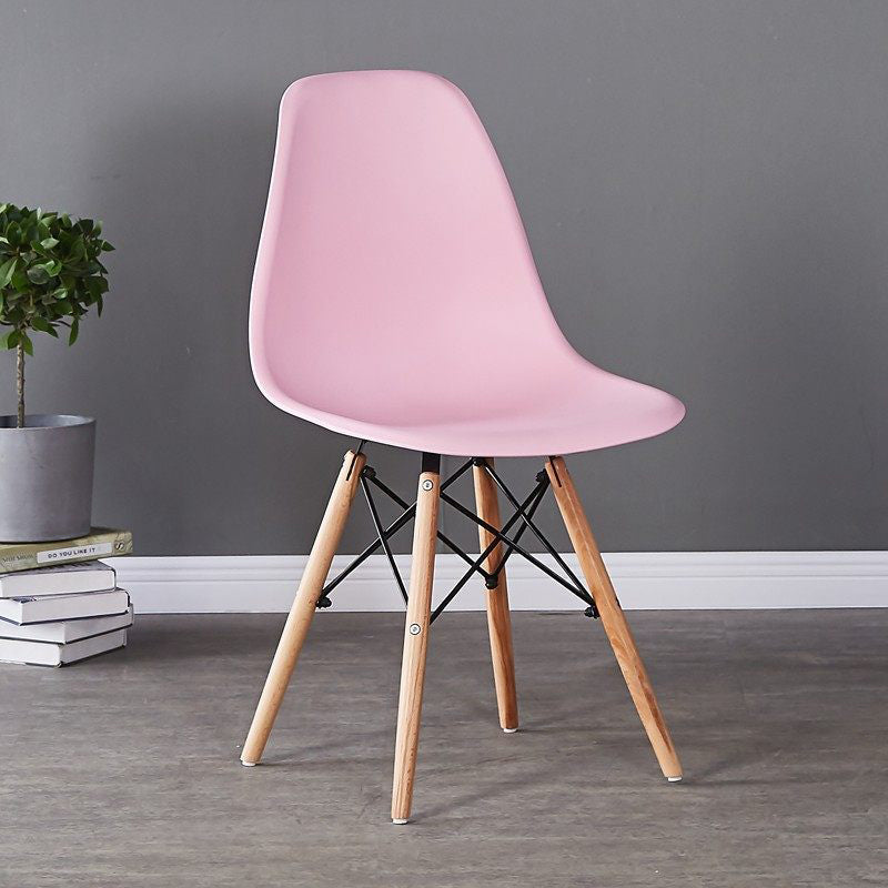 Wood Scandinavian Kitchen Dining Chair Solid Back Side Chair Pink 1 Piece Clearhalo ' kitchen&dining_furn' 'Dining Chairs' 'Dining Tables & Seating' 'dining_chair' 'Furniture' 'furniture_dining_chair' 'Kitchen & Dining Furniture' 'kitchen' 4557365