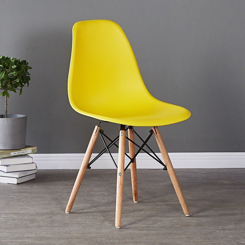 Wood Scandinavian Kitchen Dining Chair Solid Back Side Chair Yellow 1 Piece Clearhalo ' kitchen&dining_furn' 'Dining Chairs' 'Dining Tables & Seating' 'dining_chair' 'Furniture' 'furniture_dining_chair' 'Kitchen & Dining Furniture' 'kitchen' 4557368