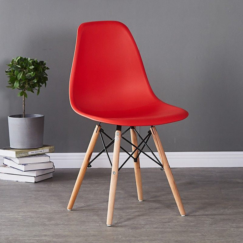 Wood Scandinavian Kitchen Dining Chair Solid Back Side Chair Red 1 Piece Clearhalo ' kitchen&dining_furn' 'Dining Chairs' 'Dining Tables & Seating' 'dining_chair' 'Furniture' 'furniture_dining_chair' 'Kitchen & Dining Furniture' 'kitchen' 4557372