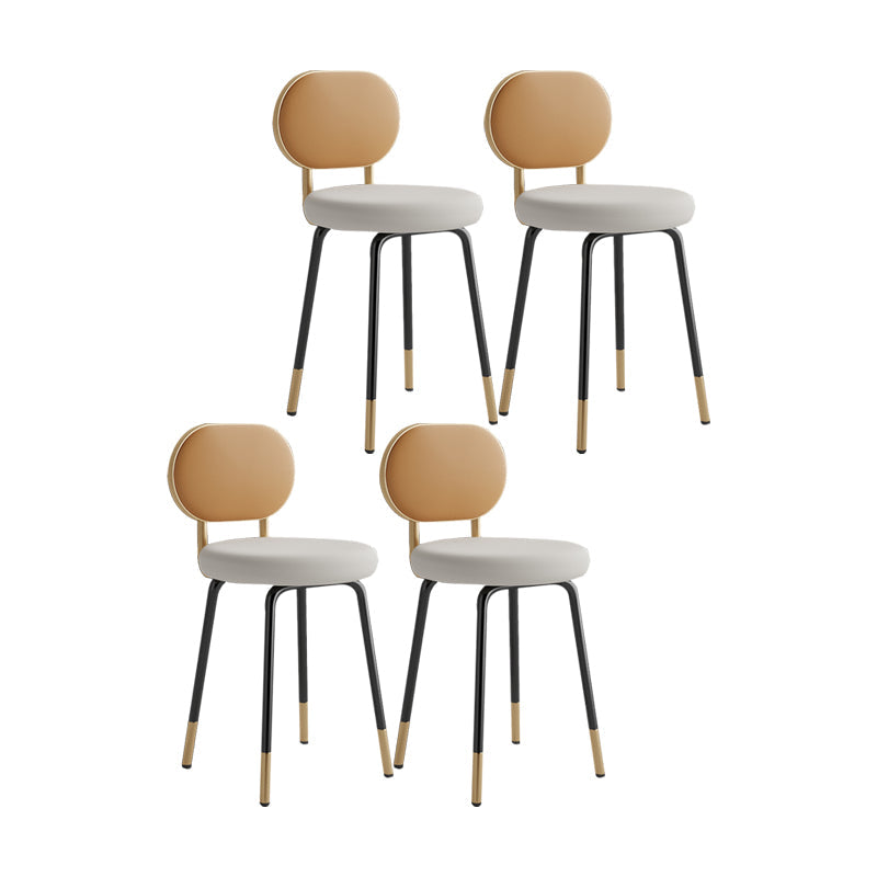 Nordic Design Open Back Side Armless Chairs Faux Leather Side Chair White-Saffron 4 Piece Set Clearhalo ' kitchen&dining_furn' 'Dining Chairs' 'Dining Tables & Seating' 'dining_chair' 'furn' 'furn_dining_chair' 'Furniture' 'furniture_dining_chair' 'Kitchen & Dining Furniture' 'kitchen' 4557407