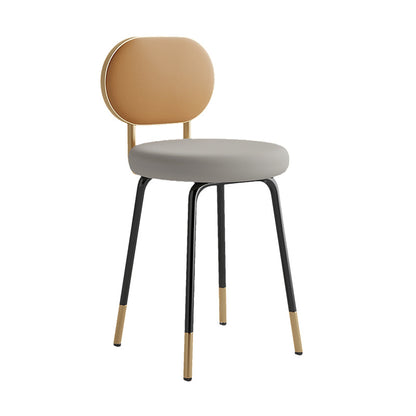 Nordic Design Open Back Side Armless Chairs Faux Leather Side Chair Taupe 1 Piece Clearhalo ' kitchen&dining_furn' 'Dining Chairs' 'Dining Tables & Seating' 'dining_chair' 'furn' 'furn_dining_chair' 'Furniture' 'furniture_dining_chair' 'Kitchen & Dining Furniture' 'kitchen' 4557414