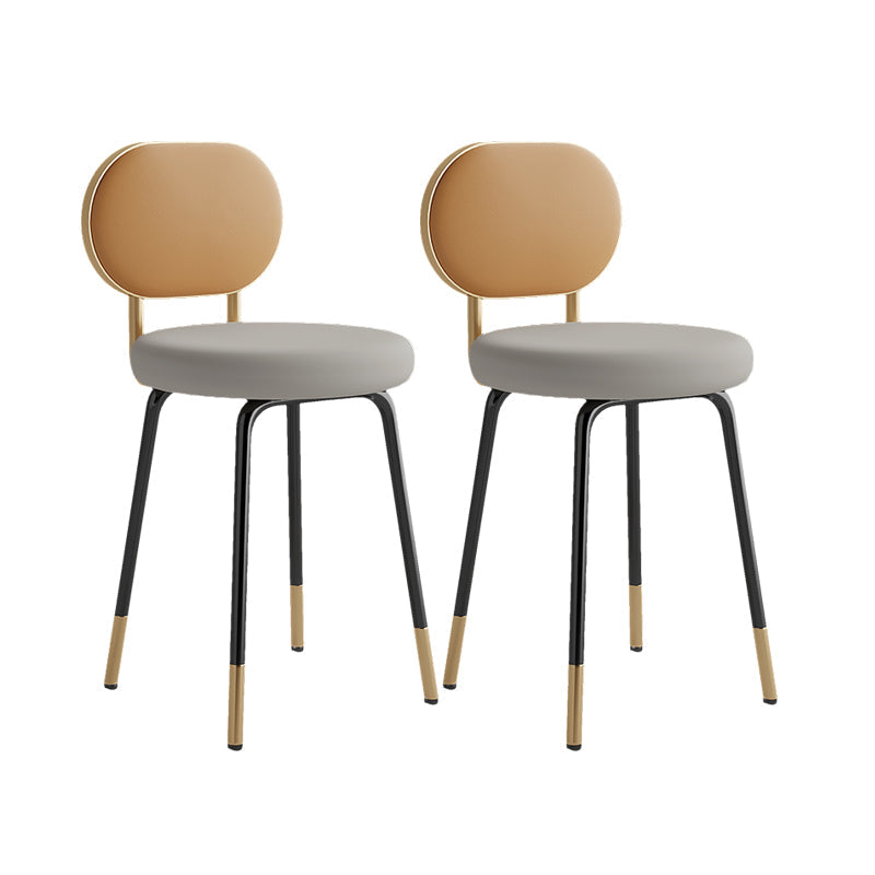 Nordic Design Open Back Side Armless Chairs Faux Leather Side Chair Taupe 2 Piece Set Clearhalo ' kitchen&dining_furn' 'Dining Chairs' 'Dining Tables & Seating' 'dining_chair' 'furn' 'furn_dining_chair' 'Furniture' 'furniture_dining_chair' 'Kitchen & Dining Furniture' 'kitchen' 4557416