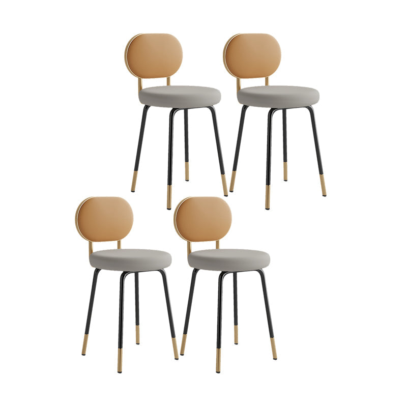 Nordic Design Open Back Side Armless Chairs Faux Leather Side Chair Taupe 4 Piece Set Clearhalo ' kitchen&dining_furn' 'Dining Chairs' 'Dining Tables & Seating' 'dining_chair' 'furn' 'furn_dining_chair' 'Furniture' 'furniture_dining_chair' 'Kitchen & Dining Furniture' 'kitchen' 4557418