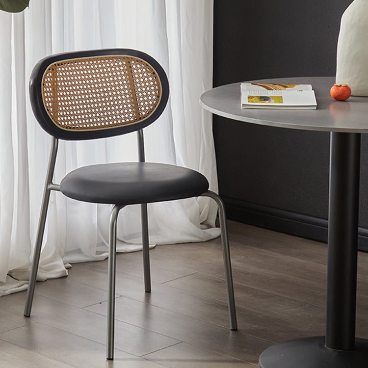 Industrial Design Faux Leather Dining Chairs Open Back Side Chair Clearhalo ' kitchen&dining_furn' 'Dining Chairs' 'Dining Tables & Seating' 'dining_chair' 'furn' 'furn_dining_chair' 'Furniture' 'furniture_dining_chair' 'Kitchen & Dining Furniture' 'kitchen' 4557420