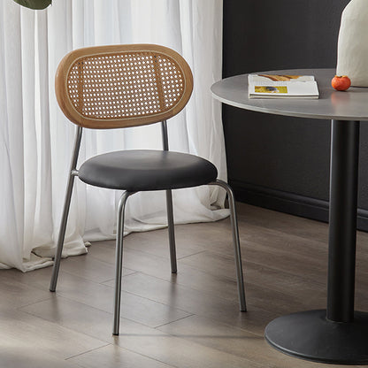 Industrial Design Faux Leather Dining Chairs Open Back Side Chair Black 1 Piece Clearhalo ' kitchen&dining_furn' 'Dining Chairs' 'Dining Tables & Seating' 'dining_chair' 'furn' 'furn_dining_chair' 'Furniture' 'furniture_dining_chair' 'Kitchen & Dining Furniture' 'kitchen' 4557421