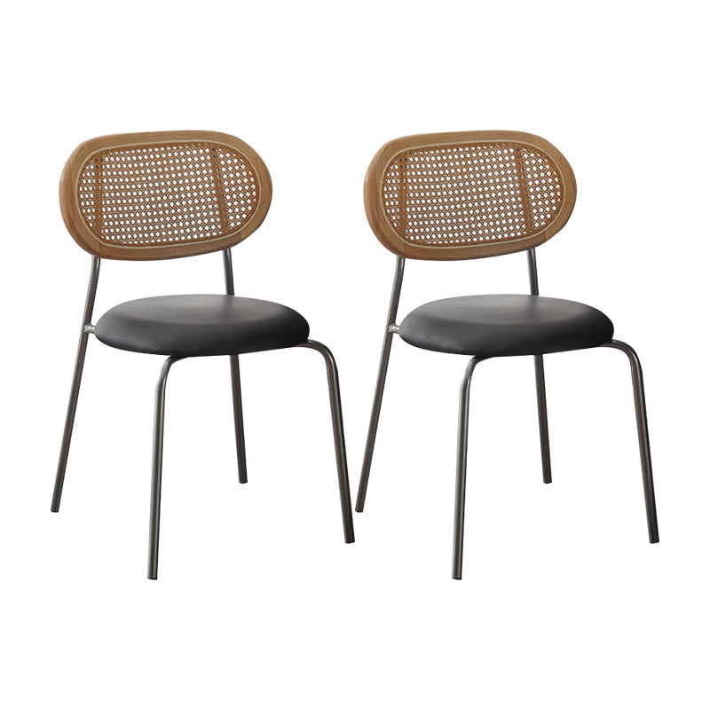 Industrial Design Faux Leather Dining Chairs Open Back Side Chair Black 2 Piece Set Clearhalo ' kitchen&dining_furn' 'Dining Chairs' 'Dining Tables & Seating' 'dining_chair' 'furn' 'furn_dining_chair' 'Furniture' 'furniture_dining_chair' 'Kitchen & Dining Furniture' 'kitchen' 4557422
