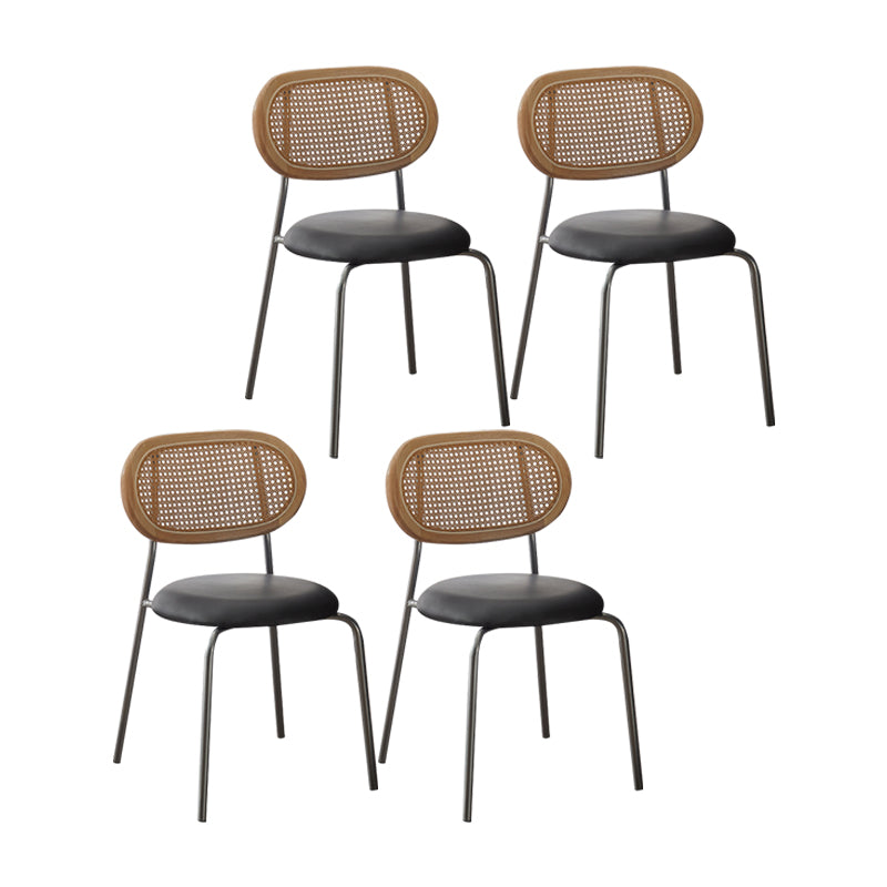 Industrial Design Faux Leather Dining Chairs Open Back Side Chair Black 4 Piece Set Clearhalo ' kitchen&dining_furn' 'Dining Chairs' 'Dining Tables & Seating' 'dining_chair' 'furn' 'furn_dining_chair' 'Furniture' 'furniture_dining_chair' 'Kitchen & Dining Furniture' 'kitchen' 4557425