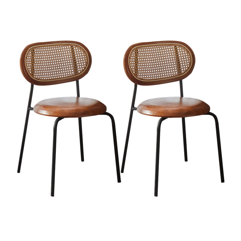 Industrial Design Faux Leather Dining Chairs Open Back Side Chair Brown 2 Piece Set Clearhalo ' kitchen&dining_furn' 'Dining Chairs' 'Dining Tables & Seating' 'dining_chair' 'furn' 'furn_dining_chair' 'Furniture' 'furniture_dining_chair' 'Kitchen & Dining Furniture' 'kitchen' 4557435