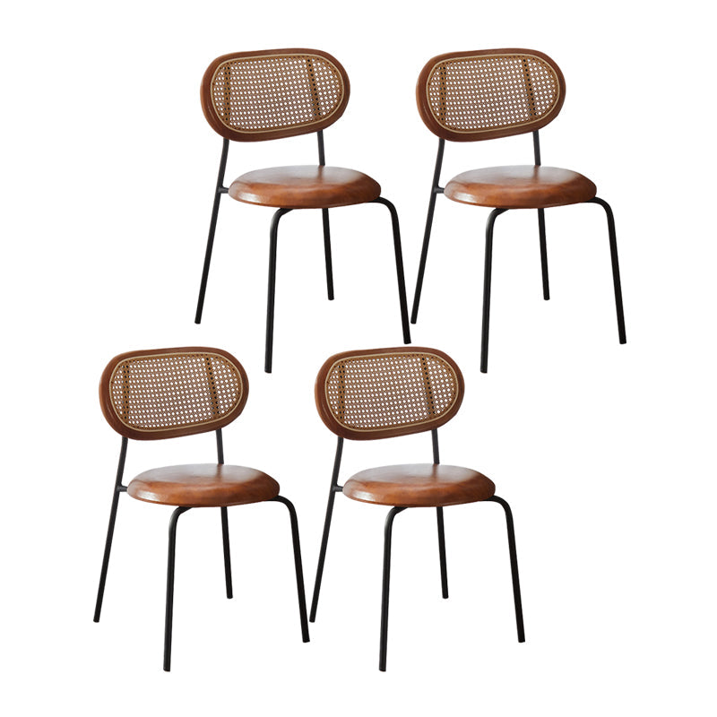 Industrial Design Faux Leather Dining Chairs Open Back Side Chair Brown 4 Piece Set Clearhalo ' kitchen&dining_furn' 'Dining Chairs' 'Dining Tables & Seating' 'dining_chair' 'furn' 'furn_dining_chair' 'Furniture' 'furniture_dining_chair' 'Kitchen & Dining Furniture' 'kitchen' 4557437