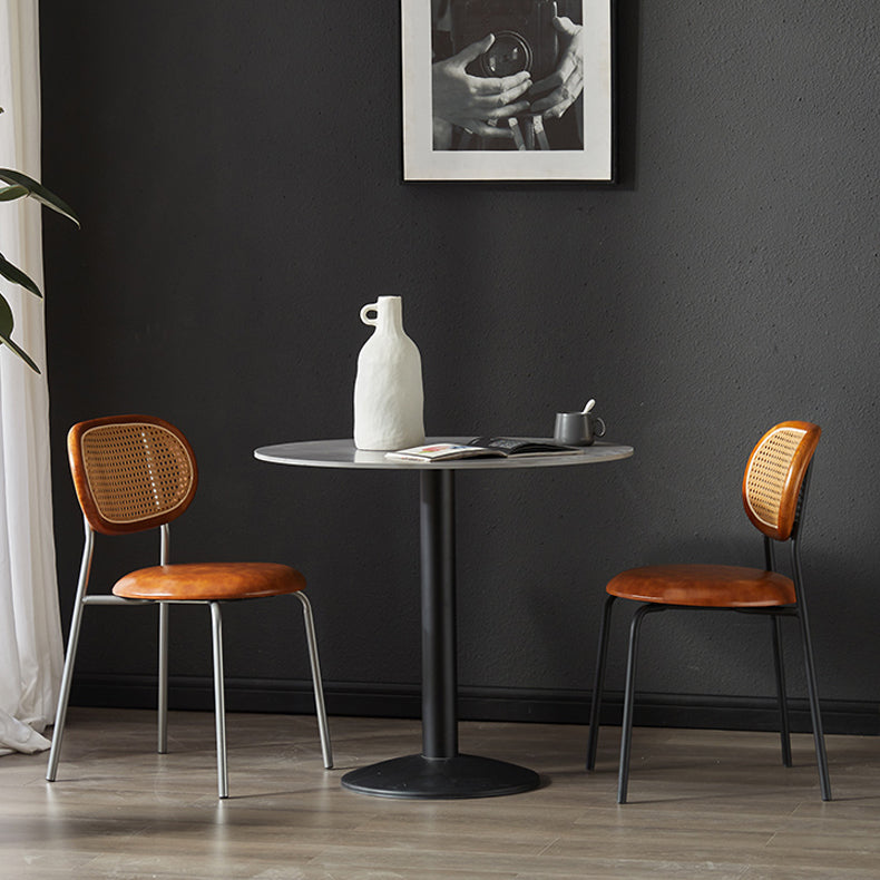 Industrial Design Faux Leather Dining Chairs Open Back Side Chair Clearhalo ' kitchen&dining_furn' 'Dining Chairs' 'Dining Tables & Seating' 'dining_chair' 'furn' 'furn_dining_chair' 'Furniture' 'furniture_dining_chair' 'Kitchen & Dining Furniture' 'kitchen' 4557438