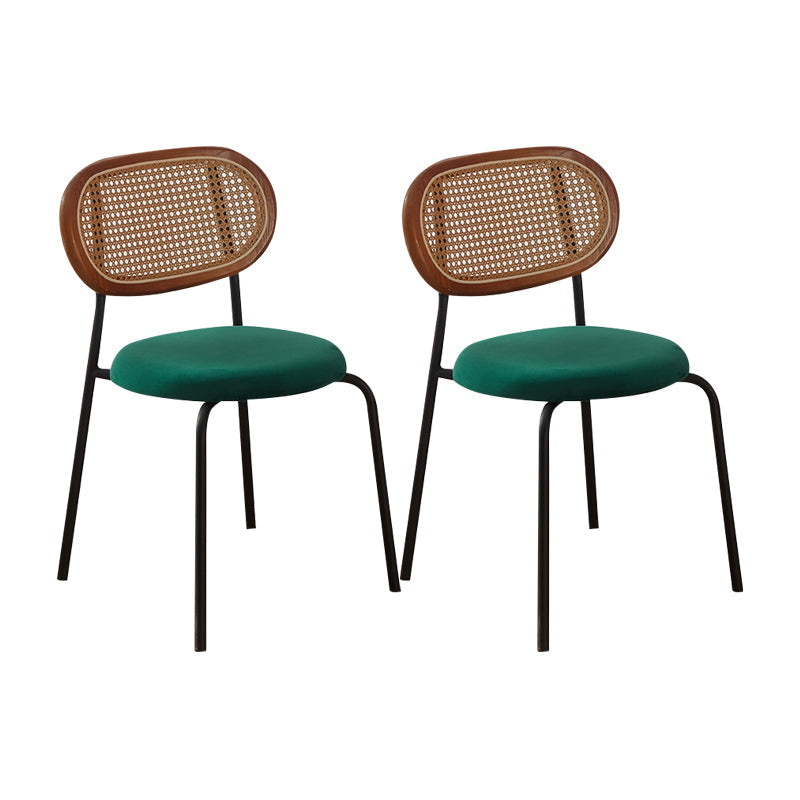 Industrial Design Faux Leather Dining Chairs Open Back Side Chair Green 2 Piece Set Clearhalo ' kitchen&dining_furn' 'Dining Chairs' 'Dining Tables & Seating' 'dining_chair' 'furn' 'furn_dining_chair' 'Furniture' 'furniture_dining_chair' 'Kitchen & Dining Furniture' 'kitchen' 4557441