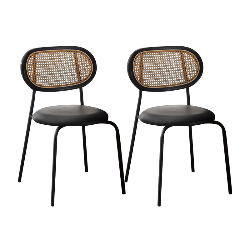 Industrial Design Faux Leather Dining Chairs Open Back Side Chair Gold-Black 2 Piece Set Clearhalo ' kitchen&dining_furn' 'Dining Chairs' 'Dining Tables & Seating' 'dining_chair' 'furn' 'furn_dining_chair' 'Furniture' 'furniture_dining_chair' 'Kitchen & Dining Furniture' 'kitchen' 4557447