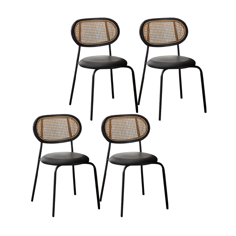 Industrial Design Faux Leather Dining Chairs Open Back Side Chair Gold-Black 4 Piece Set Clearhalo ' kitchen&dining_furn' 'Dining Chairs' 'Dining Tables & Seating' 'dining_chair' 'furn' 'furn_dining_chair' 'Furniture' 'furniture_dining_chair' 'Kitchen & Dining Furniture' 'kitchen' 4557448