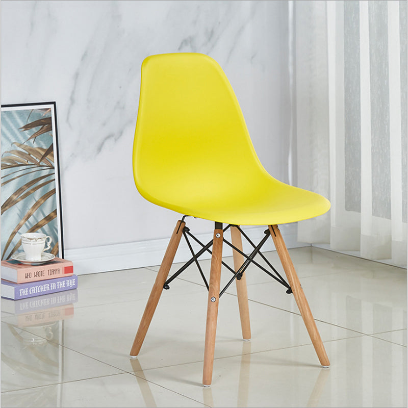Wood Scandinavian Dining Room Side Chair Solid Back Dining Armless Chair Yellow 1 Piece Clearhalo ' kitchen&dining_furn' 'Dining Chairs' 'Dining Tables & Seating' 'dining_chair' 'Furniture' 'furniture_dining_chair' 'Kitchen & Dining Furniture' 'kitchen' 4557487