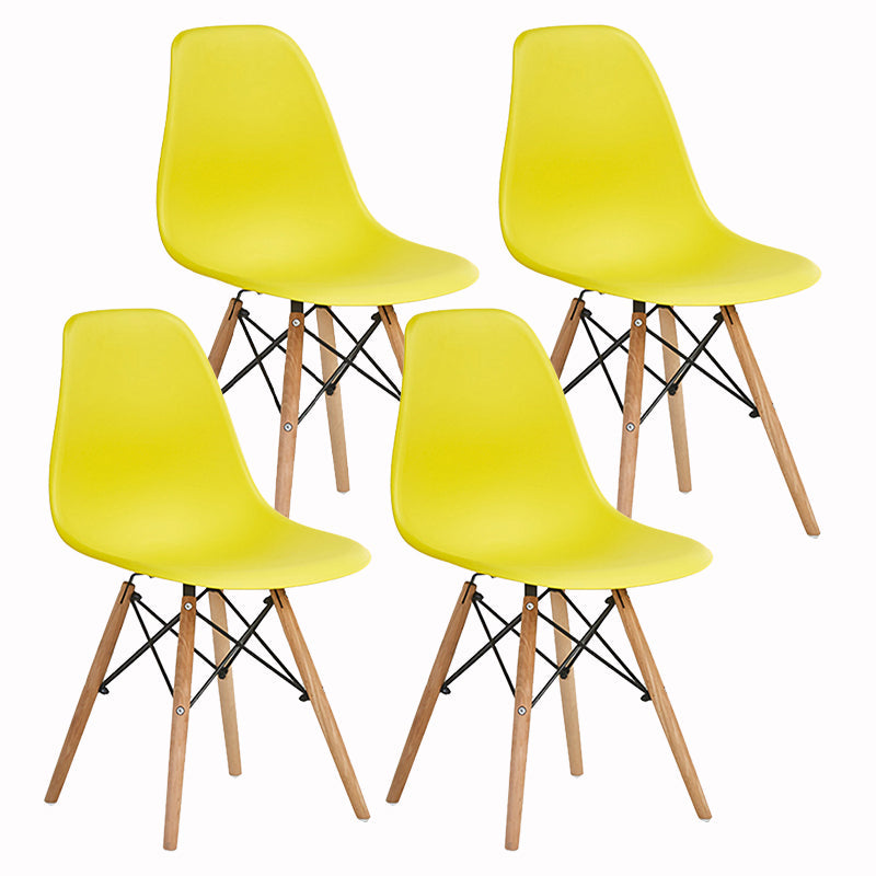 Wood Scandinavian Dining Room Side Chair Solid Back Dining Armless Chair Yellow Set of 4 Clearhalo ' kitchen&dining_furn' 'Dining Chairs' 'Dining Tables & Seating' 'dining_chair' 'Furniture' 'furniture_dining_chair' 'Kitchen & Dining Furniture' 'kitchen' 4557490