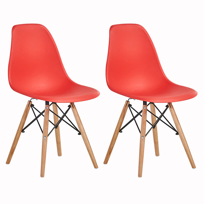 Wood Scandinavian Dining Room Side Chair Solid Back Dining Armless Chair Red Set of 2 Clearhalo ' kitchen&dining_furn' 'Dining Chairs' 'Dining Tables & Seating' 'dining_chair' 'Furniture' 'furniture_dining_chair' 'Kitchen & Dining Furniture' 'kitchen' 4557495