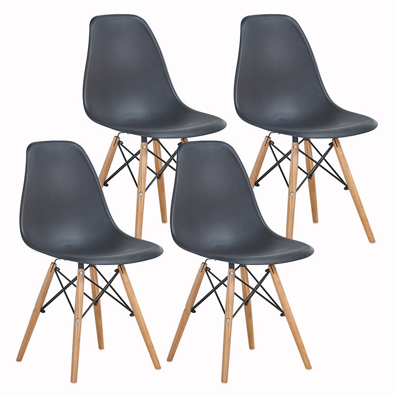 Wood Scandinavian Dining Room Side Chair Solid Back Dining Armless Chair Black Set of 4 Clearhalo ' kitchen&dining_furn' 'Dining Chairs' 'Dining Tables & Seating' 'dining_chair' 'Furniture' 'furniture_dining_chair' 'Kitchen & Dining Furniture' 'kitchen' 4557502