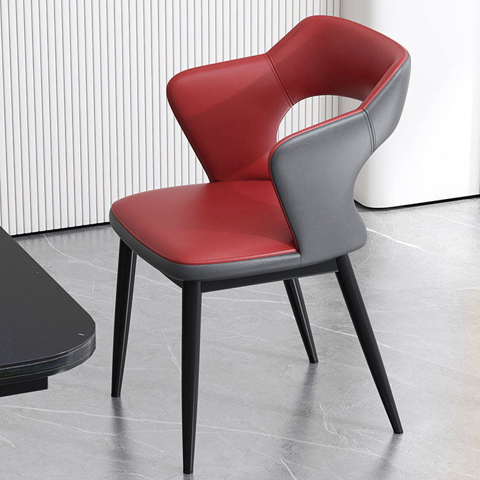 Contemporary Home Upholstered Arm Chair Matte Finish Open Back Dining Chair Burgundy 1 Piece Clearhalo ' kitchen&dining_furn' 'Dining Chairs' 'Dining Tables & Seating' 'dining_chair' 'furn' 'furn_dining_chair' 'Furniture' 'furniture_dining_chair' 'Kitchen & Dining Furniture' 'kitchen' 4557514