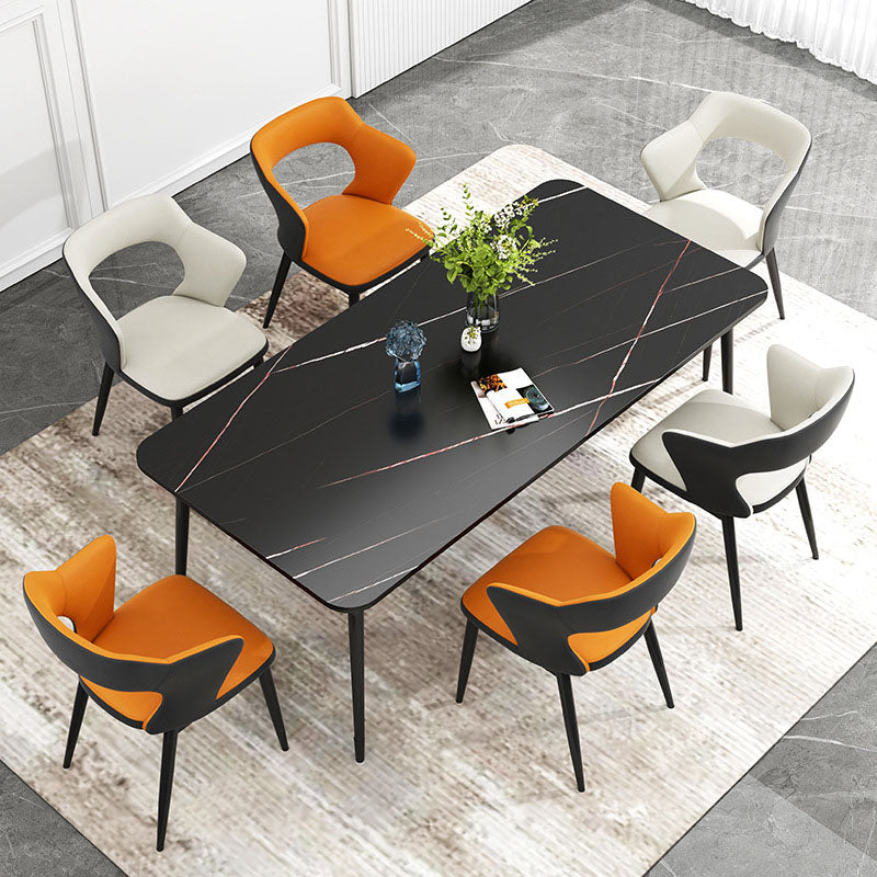 Contemporary Home Upholstered Arm Chair Matte Finish Open Back Dining Chair Clearhalo ' kitchen&dining_furn' 'Dining Chairs' 'Dining Tables & Seating' 'dining_chair' 'furn' 'furn_dining_chair' 'Furniture' 'furniture_dining_chair' 'Kitchen & Dining Furniture' 'kitchen' 4557515