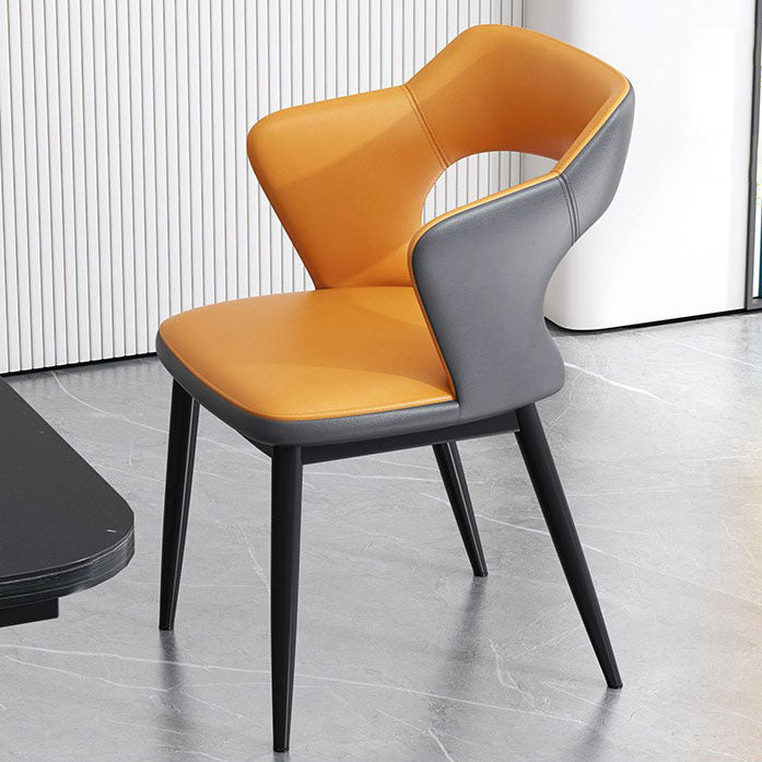 Contemporary Home Upholstered Arm Chair Matte Finish Open Back Dining Chair Orange 1 Piece Clearhalo ' kitchen&dining_furn' 'Dining Chairs' 'Dining Tables & Seating' 'dining_chair' 'furn' 'furn_dining_chair' 'Furniture' 'furniture_dining_chair' 'Kitchen & Dining Furniture' 'kitchen' 4557527