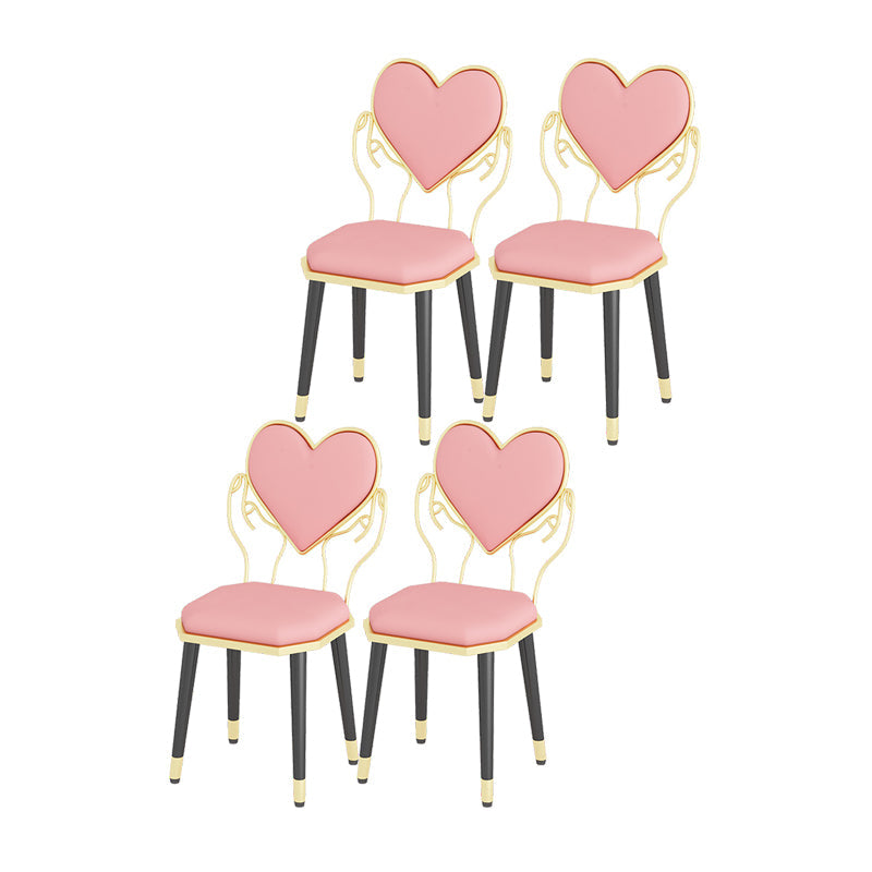 Nordic Design Fabric Dining Side Chairs Open Back Side Chair for Home Pink 4 Piece Set Clearhalo ' kitchen&dining_furn' 'Dining Chairs' 'Dining Tables & Seating' 'dining_chair' 'furn' 'furn_dining_chair' 'Furniture' 'furniture_dining_chair' 'Kitchen & Dining Furniture' 'kitchen' 4557590