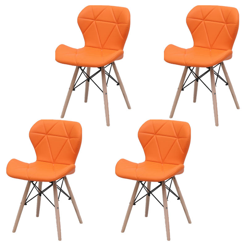 Contemporary Beech Wingback Side Chair Matte Finish Upholstered Dining Chair Orange-Red Set of 4 Clearhalo ' kitchen&dining_furn' 'Dining Chairs' 'Dining Tables & Seating' 'dining_chair' 'Furniture' 'furniture_dining_chair' 'Kitchen & Dining Furniture' 'kitchen' 4557598