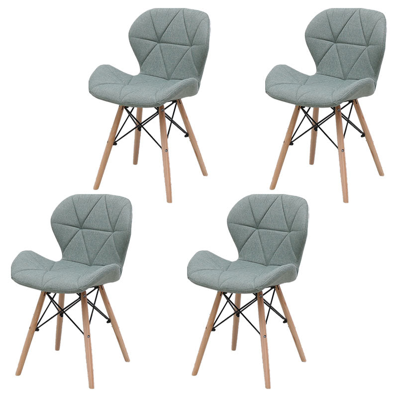 Contemporary Beech Wingback Side Chair Matte Finish Upholstered Dining Chair Pea Green Set of 4 Clearhalo ' kitchen&dining_furn' 'Dining Chairs' 'Dining Tables & Seating' 'dining_chair' 'Furniture' 'furniture_dining_chair' 'Kitchen & Dining Furniture' 'kitchen' 4557605