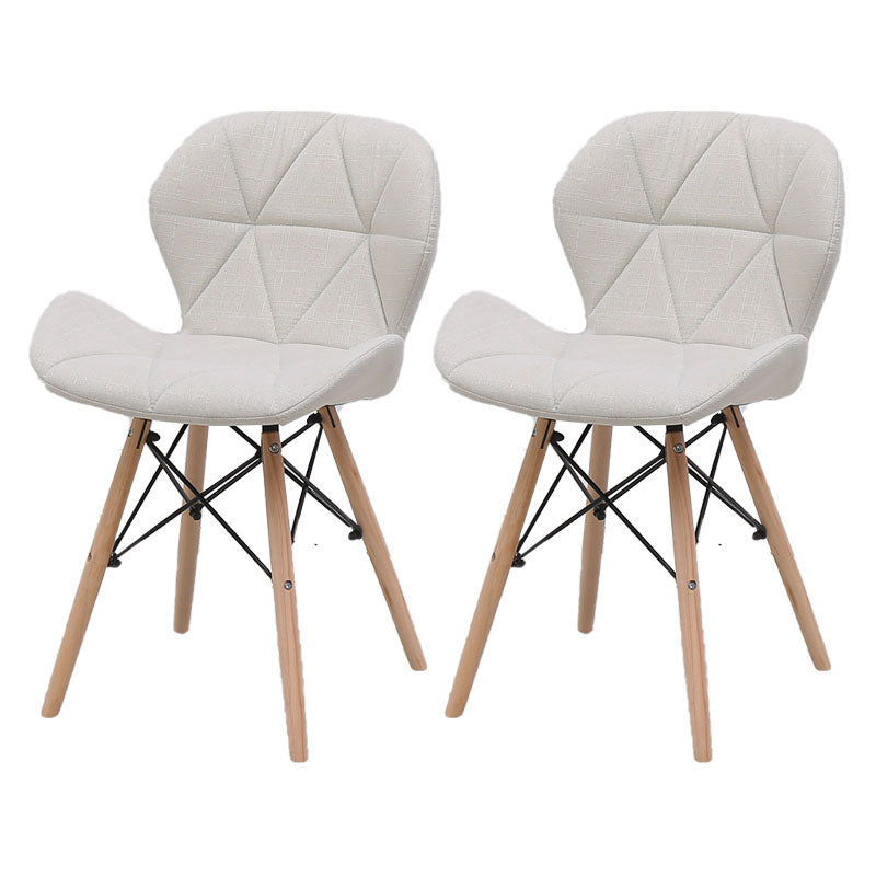 Contemporary Beech Wingback Side Chair Matte Finish Upholstered Dining Chair White Set of 2 Clearhalo ' kitchen&dining_furn' 'Dining Chairs' 'Dining Tables & Seating' 'dining_chair' 'Furniture' 'furniture_dining_chair' 'Kitchen & Dining Furniture' 'kitchen' 4557615