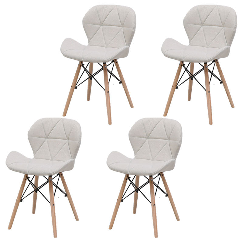 Contemporary Beech Wingback Side Chair Matte Finish Upholstered Dining Chair White Set of 4 Clearhalo ' kitchen&dining_furn' 'Dining Chairs' 'Dining Tables & Seating' 'dining_chair' 'Furniture' 'furniture_dining_chair' 'Kitchen & Dining Furniture' 'kitchen' 4557616