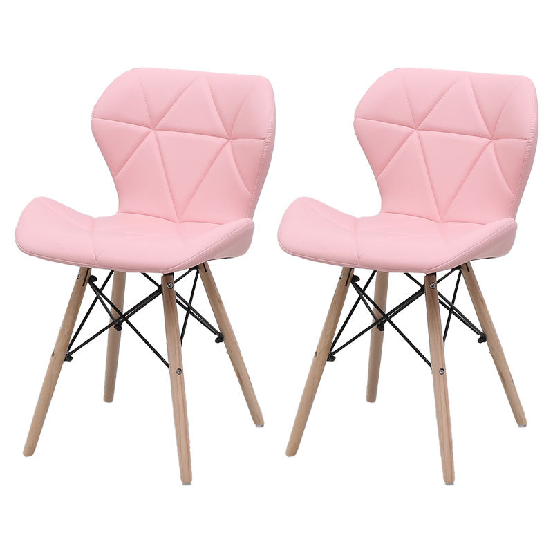Contemporary Beech Wingback Side Chair Matte Finish Upholstered Dining Chair Pink Set of 2 Clearhalo ' kitchen&dining_furn' 'Dining Chairs' 'Dining Tables & Seating' 'dining_chair' 'Furniture' 'furniture_dining_chair' 'Kitchen & Dining Furniture' 'kitchen' 4557618