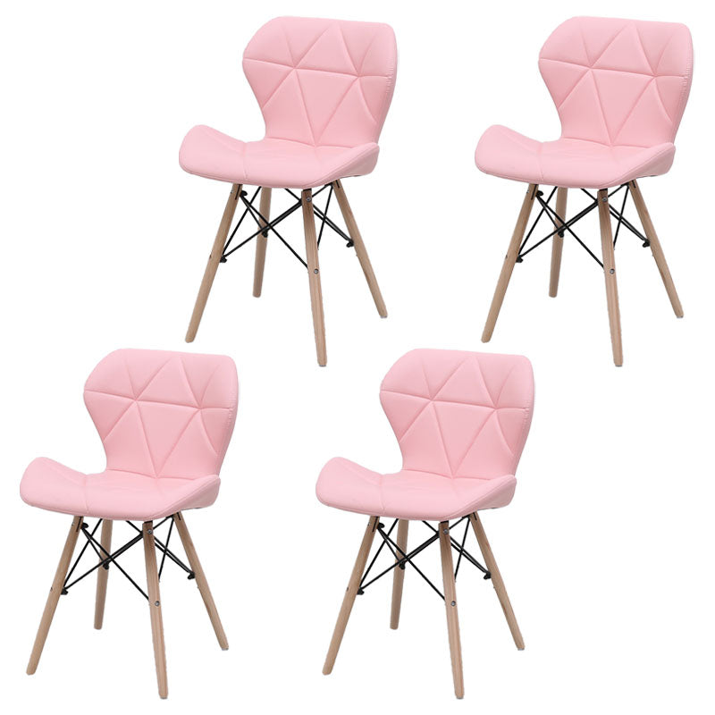 Contemporary Beech Wingback Side Chair Matte Finish Upholstered Dining Chair Pink Set of 4 Clearhalo ' kitchen&dining_furn' 'Dining Chairs' 'Dining Tables & Seating' 'dining_chair' 'Furniture' 'furniture_dining_chair' 'Kitchen & Dining Furniture' 'kitchen' 4557619
