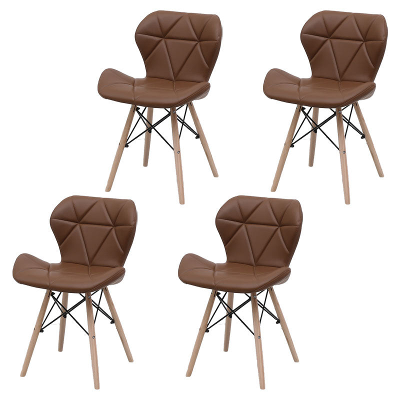 Contemporary Beech Wingback Side Chair Matte Finish Upholstered Dining Chair Coffee Set of 4 Clearhalo ' kitchen&dining_furn' 'Dining Chairs' 'Dining Tables & Seating' 'dining_chair' 'Furniture' 'furniture_dining_chair' 'Kitchen & Dining Furniture' 'kitchen' 4557622