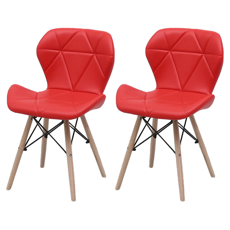 Contemporary Beech Wingback Side Chair Matte Finish Upholstered Dining Chair Dark Red Set of 2 Clearhalo ' kitchen&dining_furn' 'Dining Chairs' 'Dining Tables & Seating' 'dining_chair' 'Furniture' 'furniture_dining_chair' 'Kitchen & Dining Furniture' 'kitchen' 4557624