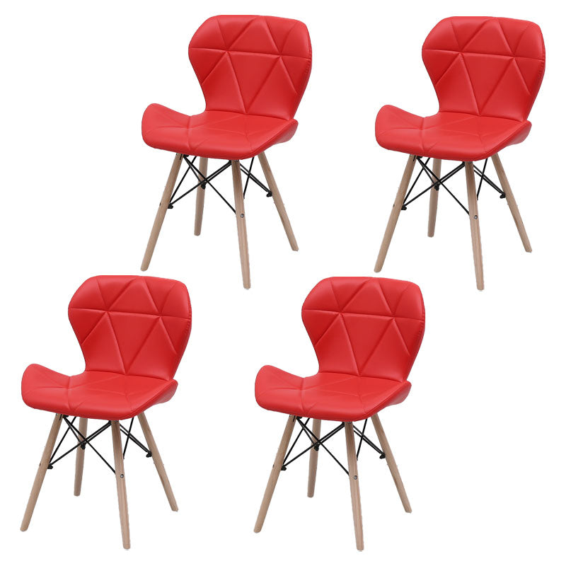 Contemporary Beech Wingback Side Chair Matte Finish Upholstered Dining Chair Dark Red Set of 4 Clearhalo ' kitchen&dining_furn' 'Dining Chairs' 'Dining Tables & Seating' 'dining_chair' 'Furniture' 'furniture_dining_chair' 'Kitchen & Dining Furniture' 'kitchen' 4557625