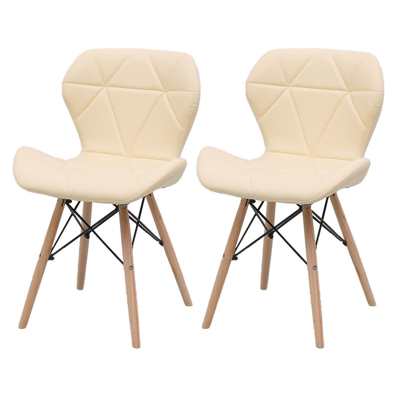 Contemporary Beech Wingback Side Chair Matte Finish Upholstered Dining Chair Off-White Set of 2 Clearhalo ' kitchen&dining_furn' 'Dining Chairs' 'Dining Tables & Seating' 'dining_chair' 'Furniture' 'furniture_dining_chair' 'Kitchen & Dining Furniture' 'kitchen' 4557627
