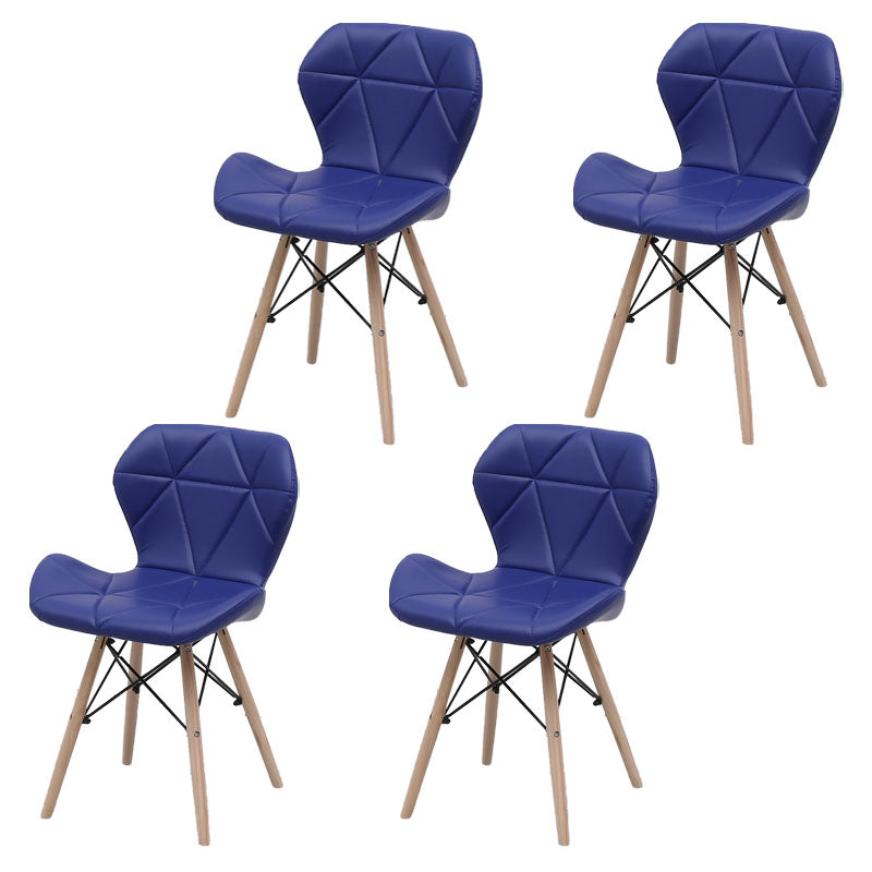 Contemporary Beech Wingback Side Chair Matte Finish Upholstered Dining Chair Blue Set of 4 Clearhalo ' kitchen&dining_furn' 'Dining Chairs' 'Dining Tables & Seating' 'dining_chair' 'Furniture' 'furniture_dining_chair' 'Kitchen & Dining Furniture' 'kitchen' 4557631