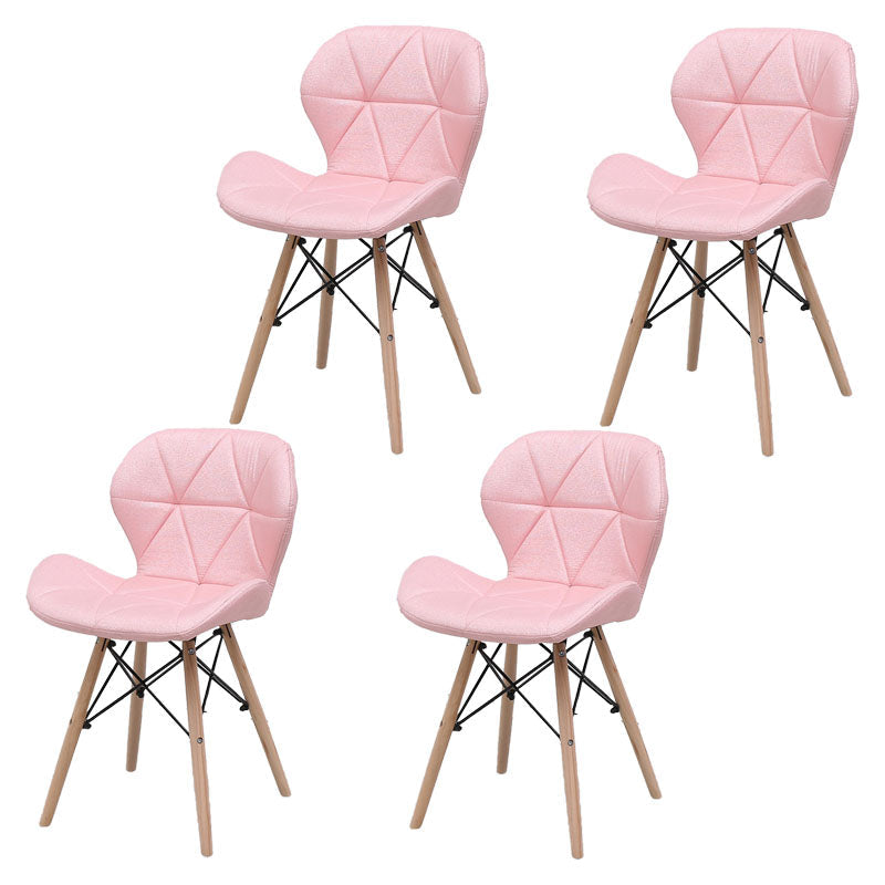 Contemporary Beech Wingback Side Chair Matte Finish Upholstered Dining Chair Rose Bloom Set of 4 Clearhalo ' kitchen&dining_furn' 'Dining Chairs' 'Dining Tables & Seating' 'dining_chair' 'Furniture' 'furniture_dining_chair' 'Kitchen & Dining Furniture' 'kitchen' 4557637