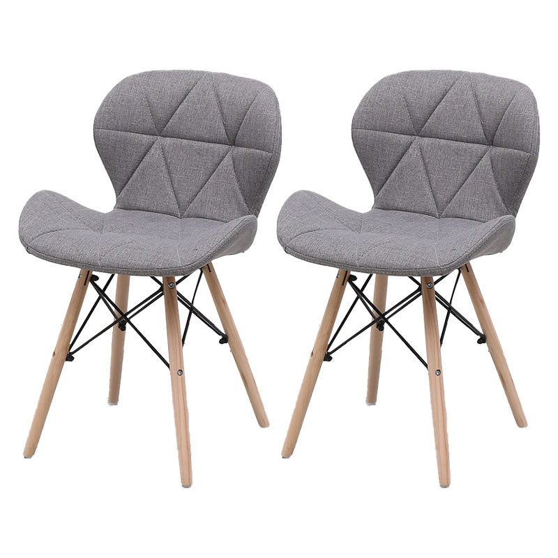 Contemporary Beech Wingback Side Chair Matte Finish Upholstered Dining Chair Grey Set of 2 Clearhalo ' kitchen&dining_furn' 'Dining Chairs' 'Dining Tables & Seating' 'dining_chair' 'Furniture' 'furniture_dining_chair' 'Kitchen & Dining Furniture' 'kitchen' 4557639