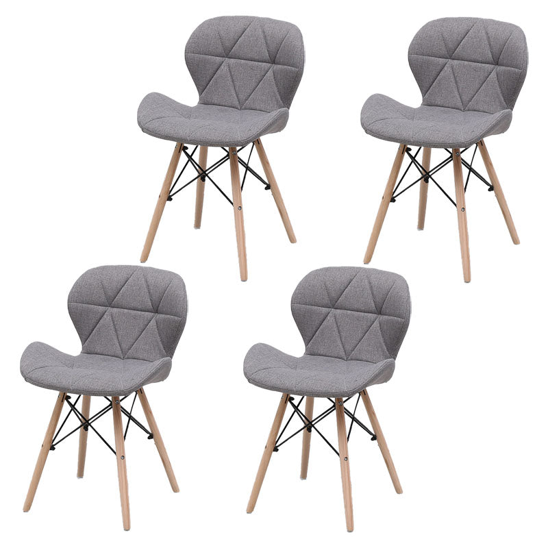 Contemporary Beech Wingback Side Chair Matte Finish Upholstered Dining Chair Grey Set of 4 Clearhalo ' kitchen&dining_furn' 'Dining Chairs' 'Dining Tables & Seating' 'dining_chair' 'Furniture' 'furniture_dining_chair' 'Kitchen & Dining Furniture' 'kitchen' 4557640