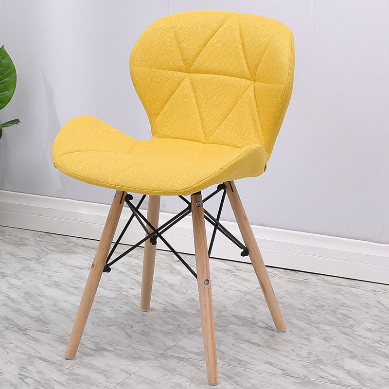 Contemporary Beech Wingback Side Chair Matte Finish Upholstered Dining Chair Yellow 1 Piece Clearhalo ' kitchen&dining_furn' 'Dining Chairs' 'Dining Tables & Seating' 'dining_chair' 'Furniture' 'furniture_dining_chair' 'Kitchen & Dining Furniture' 'kitchen' 4557641