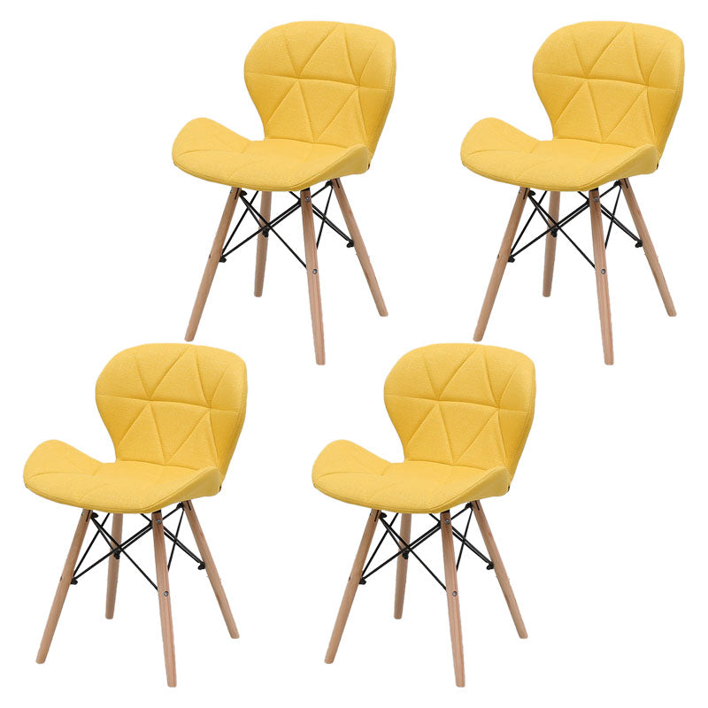Contemporary Beech Wingback Side Chair Matte Finish Upholstered Dining Chair Yellow Set of 4 Clearhalo ' kitchen&dining_furn' 'Dining Chairs' 'Dining Tables & Seating' 'dining_chair' 'Furniture' 'furniture_dining_chair' 'Kitchen & Dining Furniture' 'kitchen' 4557643